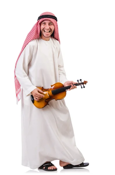 Arabische man violing spelen op wit — Stockfoto