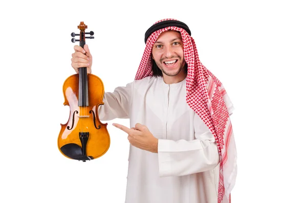 Arap adam violing beyaz üzerinde oynama — Stok fotoğraf
