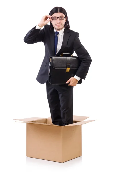 Man in thinking out of the box concept — Stock Photo, Image