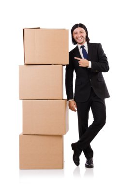 Beyaz kutulu komik adam.