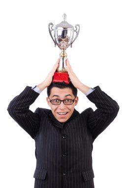 Komik adam beyaz ödül alıyor.