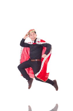 Taçlı bir iş adamı beyazlar içinde.