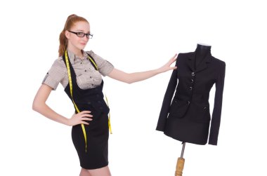 Beyaz arka plan üzerinde izole genç terzi