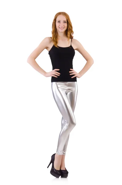 Young redhead girl in tight leggings — Stock Photo, Image