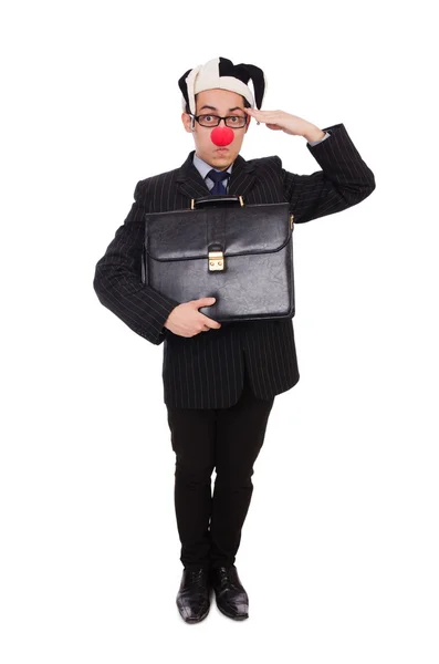 Biznesmen klaun izolowany na białym — Zdjęcie stockowe