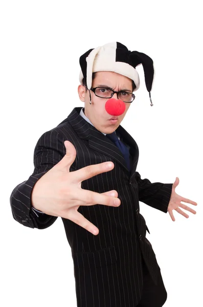 Payaso hombre de negocios aislado en blanco — Foto de Stock