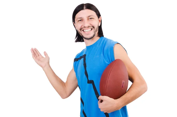 Young american football player on white — Stock Photo, Image