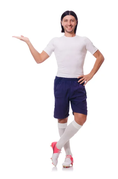 Un tânăr fotbalist izolat pe alb — Fotografie, imagine de stoc