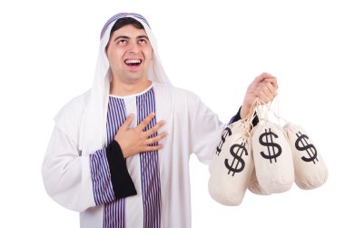 Arap adam para çuvalları ile