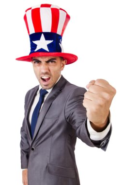 kızgın adam Amerikan şapka ile
