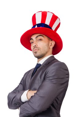adam Amerikan şapka ile