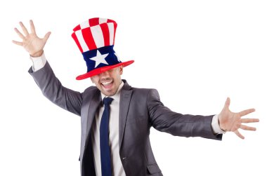 adam Amerikan şapka ile