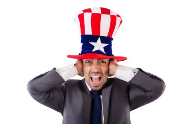adam Amerikan şapka ile