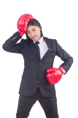 Boks eldivenli iş adamı