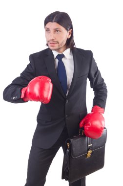 Boks eldivenli iş adamı