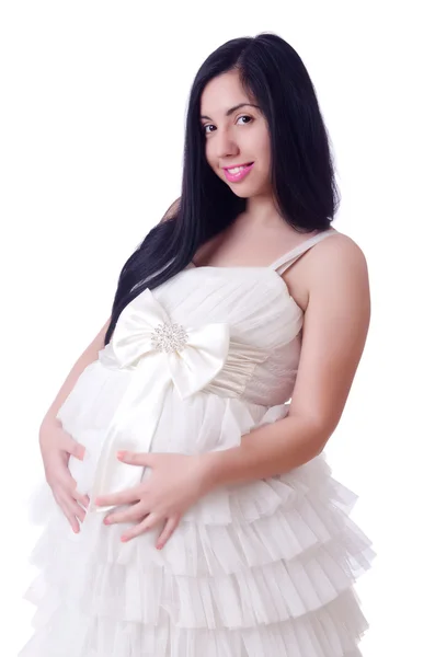 Pregnant woman in wedding dress — Stock Photo, Image