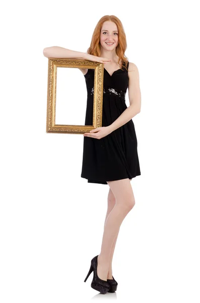 Woman holding picture frame — Stock Photo, Image