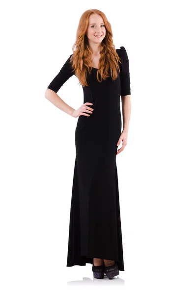 Redhead in black dress — Stock Photo, Image