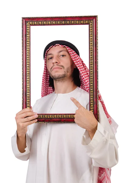 Arab with picture frame — Stock Photo, Image