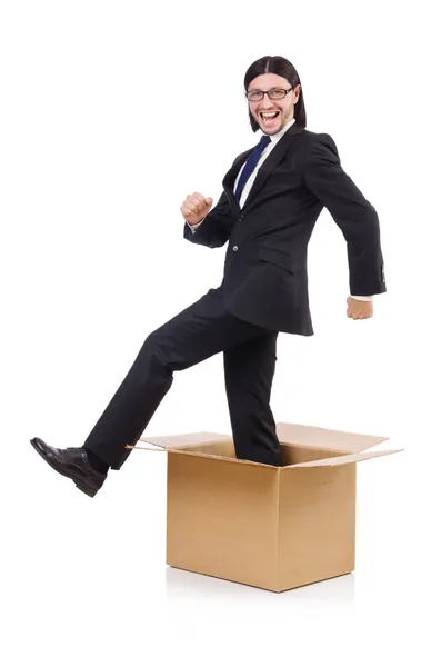 Muž v myšlení z krabice — Stock fotografie