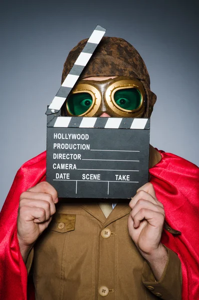 Funny pilot with goggles and helmet — Stock Photo, Image