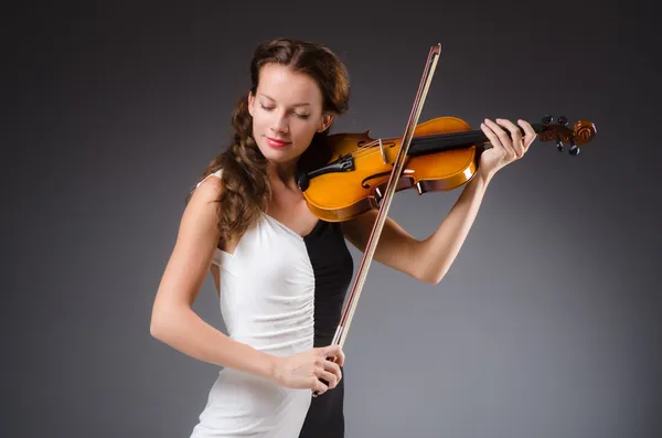 Woman artist with violin — Stock Photo, Image