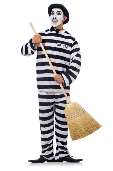 Prisoner with broom — Stock Photo, Image