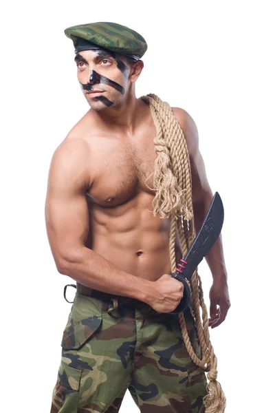 Voják s mačetou — Stock fotografie