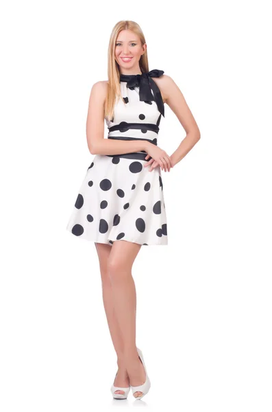 Großes Modell im Kleid mit Polka Dosts — Stockfoto