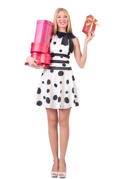 Mujer con compras de Navidad — Foto de Stock