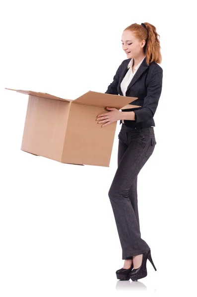 Donna d'affari con scatola — Foto Stock