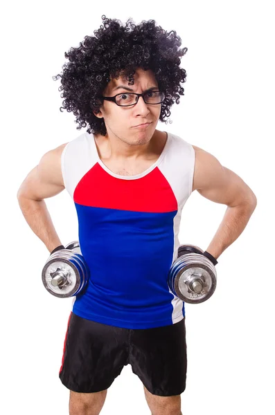 Hombre divertido haciendo ejercicio — Foto de Stock