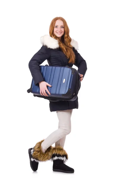 Woman with suitcase — Stock Photo, Image