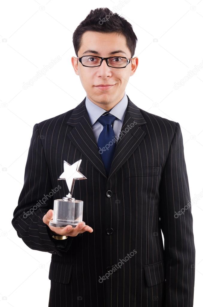 Funny guy receiving award