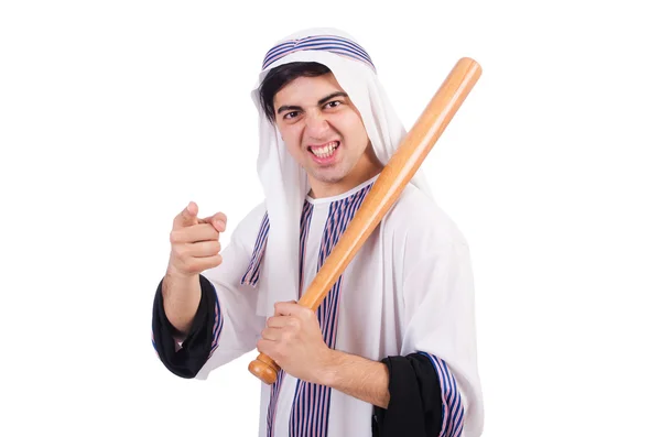 Arabische man met honkbalknuppel — Stockfoto