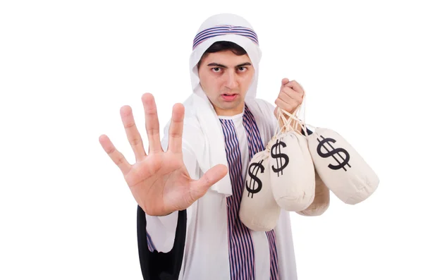 Араб с мешками денег — стоковое фото
