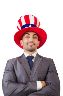 adam Amerikan şapka ile