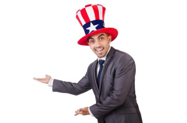 adam Amerikan şapka ile