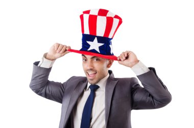 adam Amerikan şapka ile