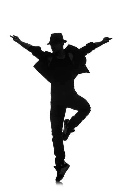 Silhouette del ballerino maschile — Foto Stock