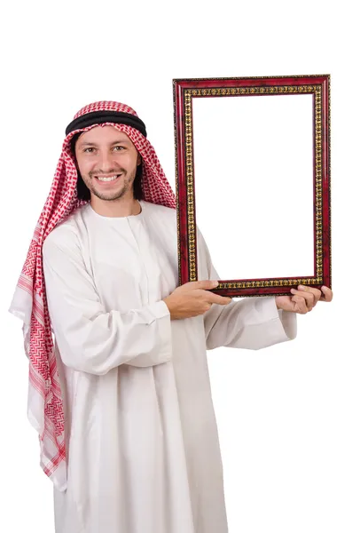 Arab holding picture frame — Stock Photo, Image