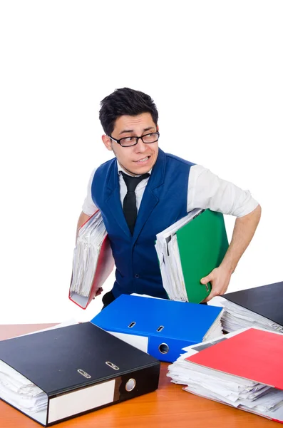 Man with lots of folders — Stock Photo, Image