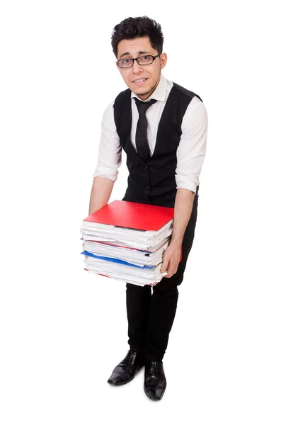 Man with lots of folders — Stock Photo, Image