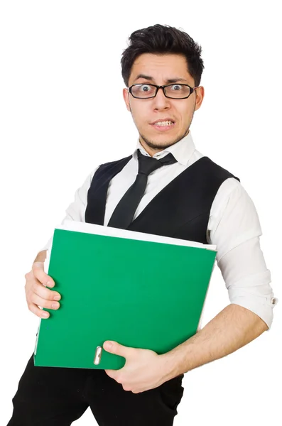 Man with lots of folders — Stock Photo, Image