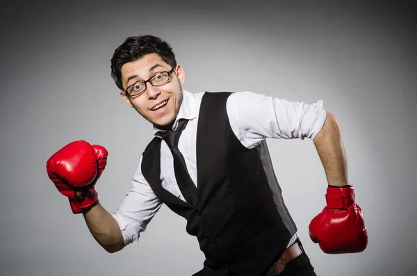 Grappige bokser zakenman in sport concept — Stockfoto