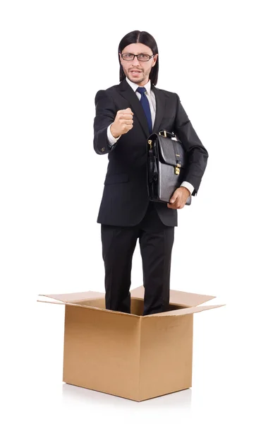 Muž v myšlení z krabice — Stock fotografie
