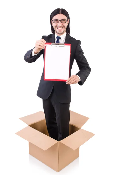 Businessman in thinking out of box — Stock Photo, Image