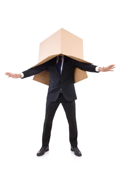 Funny man with box — Stock Photo, Image