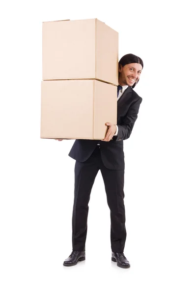 Funny man with boxes — Stock Photo, Image