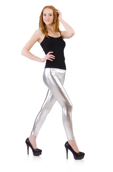 Young redhead girl in tight leggings — Stock Photo, Image